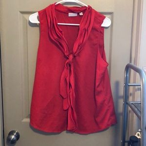 Red blouse with tie accent